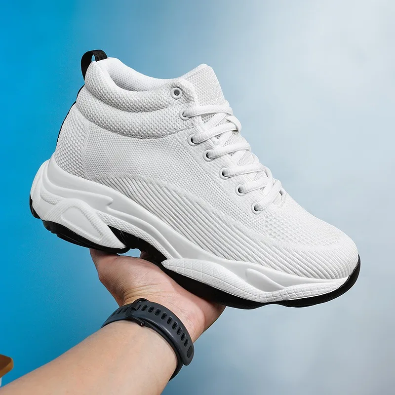 Couple Sport Shoes 6CM8CM Inner Height Increase Platform Shoe Breathable Mesh Casual Shoes Fashion Couple Sneakers Big Size37-46