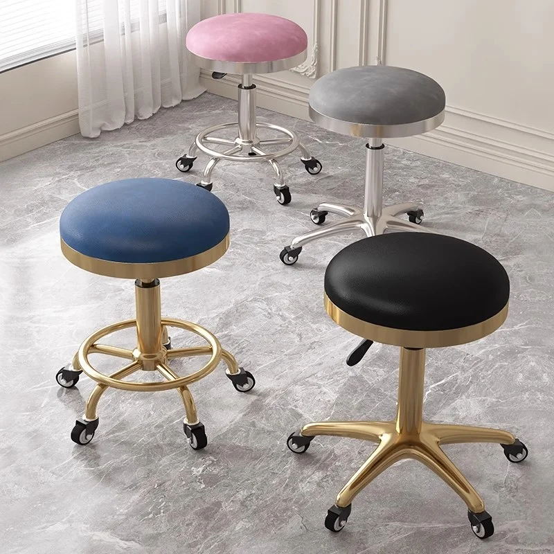 #Salon Rolling Stool Height Adjustable Round Beauty Stool For Hairdressers, Barbers & Nail Techs