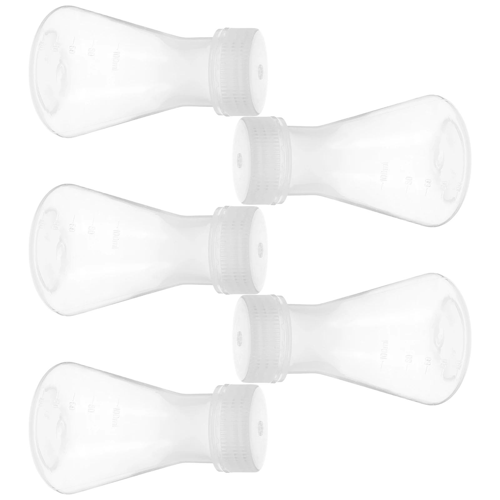 

5pcs Conical Flask Chemistry Lab Erlenmeyer Flat Bottom Plastic Transparent Set Stopper Wide Mouth Container High Temp