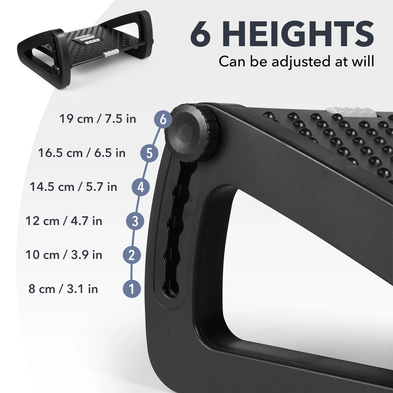 

Ergonomic Foot Rest Office Stool Under Desk Adjustable Height Tilt Massage Roller Foot Support Relief Leg Fatigue Home Office