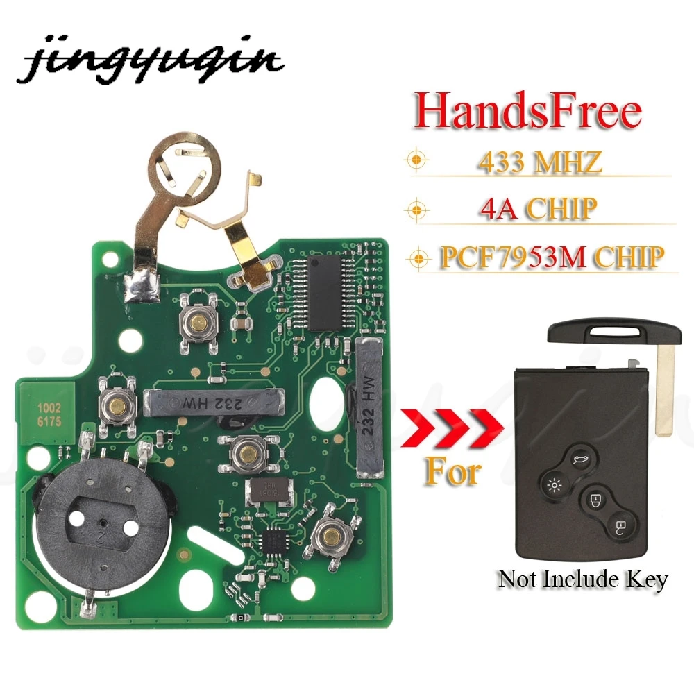 

Jingyuqin дистанционная плата 433 МГц 4A PCF7953M для Renault Clio Captur брелок авто ключи управления
