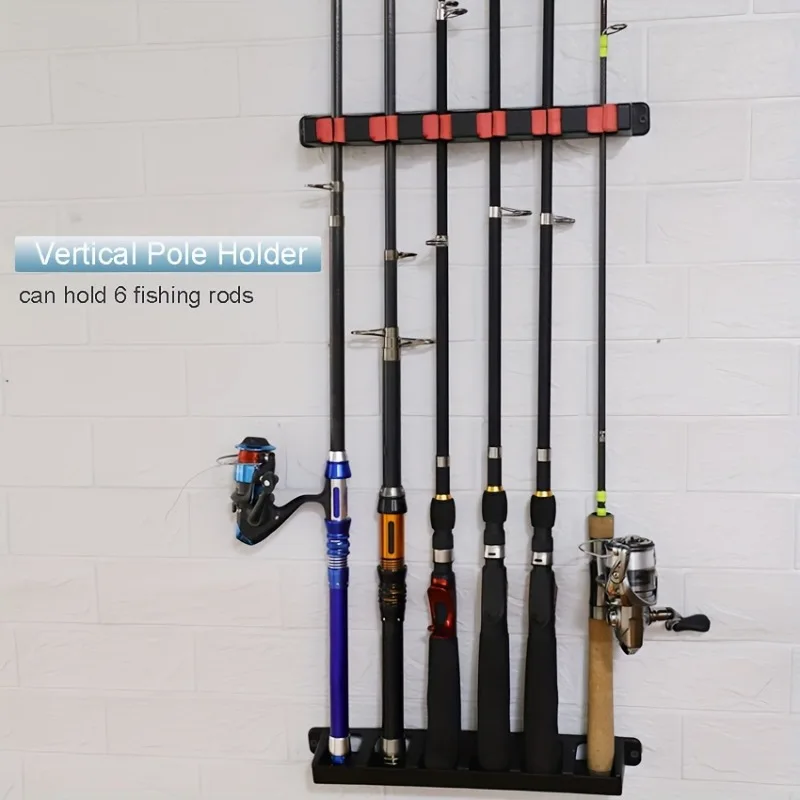 fishing rod holder - Easy-Install Black ABS Fishing Rod Holder - Wall Mounted - Tame Your Tackle, Own Your Garage!