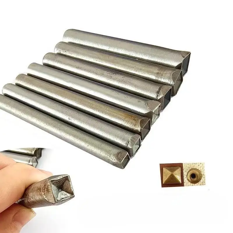 Mould For Install Pyramid Cap Rivets Square Hammer Mounting Rod For Leather Craft Garment  Bag Decoration Diy Leather Punches