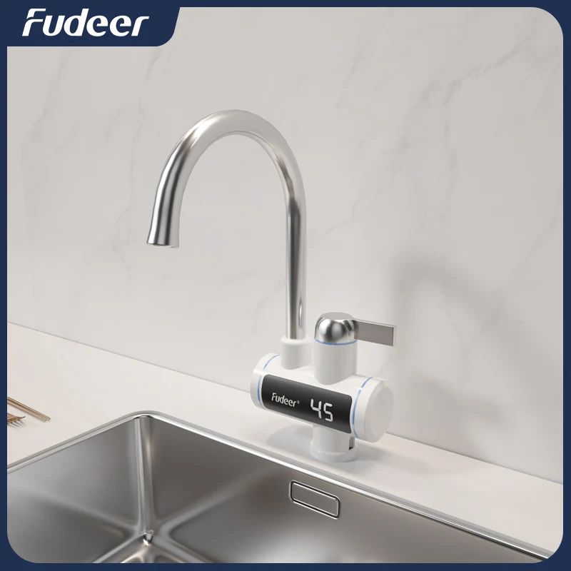 

Fudeer Instant Water Heater Faucet Tankless Heaters Kitchen Hot Water Tap Bathroom Heating Electric 220V Stainless Steel Shell