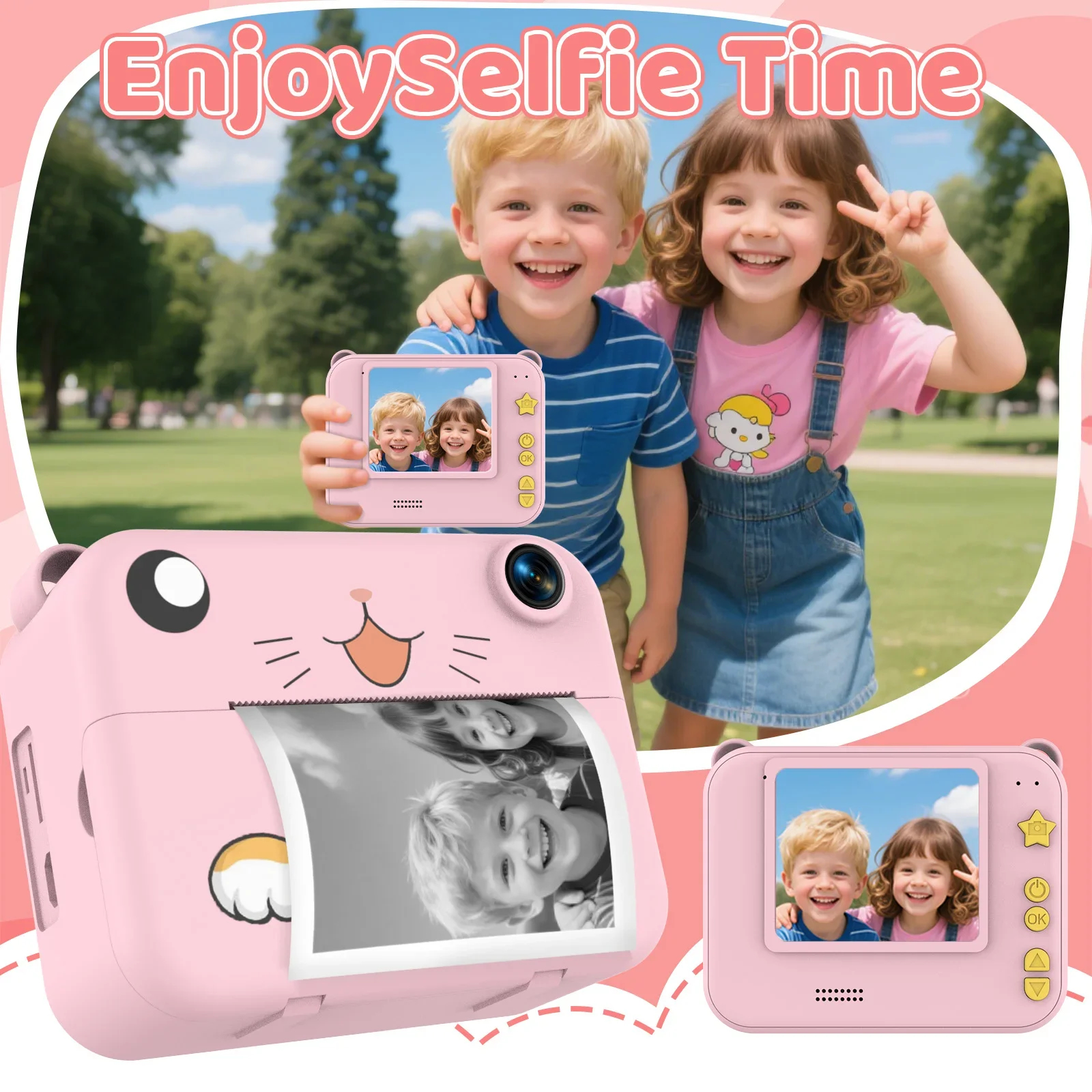 Digitale kindercamera Kindercamera Instant Print Foto HD Videorecorder Mini thermische printer Beste verjaardag Feestelijke geschenken 1080p