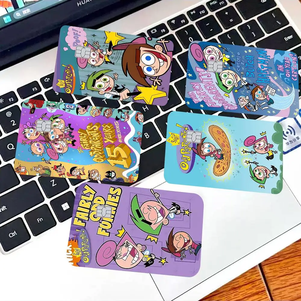 Pegatinas clásicas de piel de tarjeta de crédito de dibujos animados para niños, animación F-Fairly O-Oddparents, para tarjeta bancaria, autobús, Metro