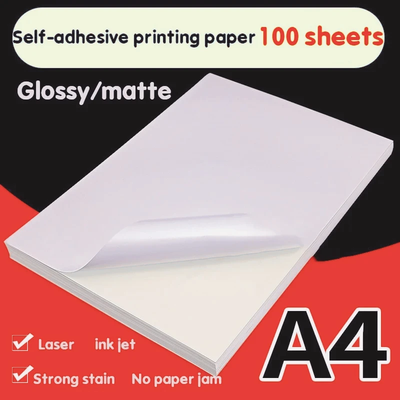 

100 A4 White Inkjet Laser Printer Paper Craft Copier Sticker Label Sticker Glossy Matte Paper Thicker Printable Wood Pulp