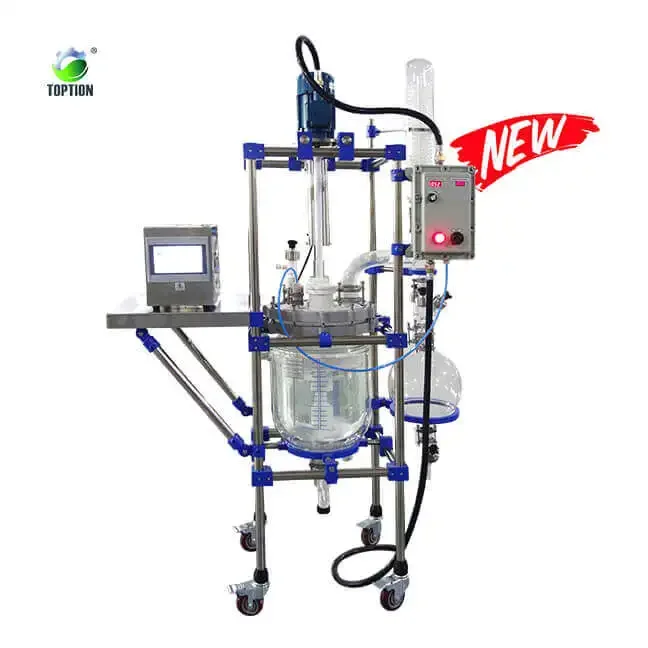 Ultrasonic Sonicator 20L Glass Chemical Reactor/Glass Reaction Kettle with Explosion Proof Toption