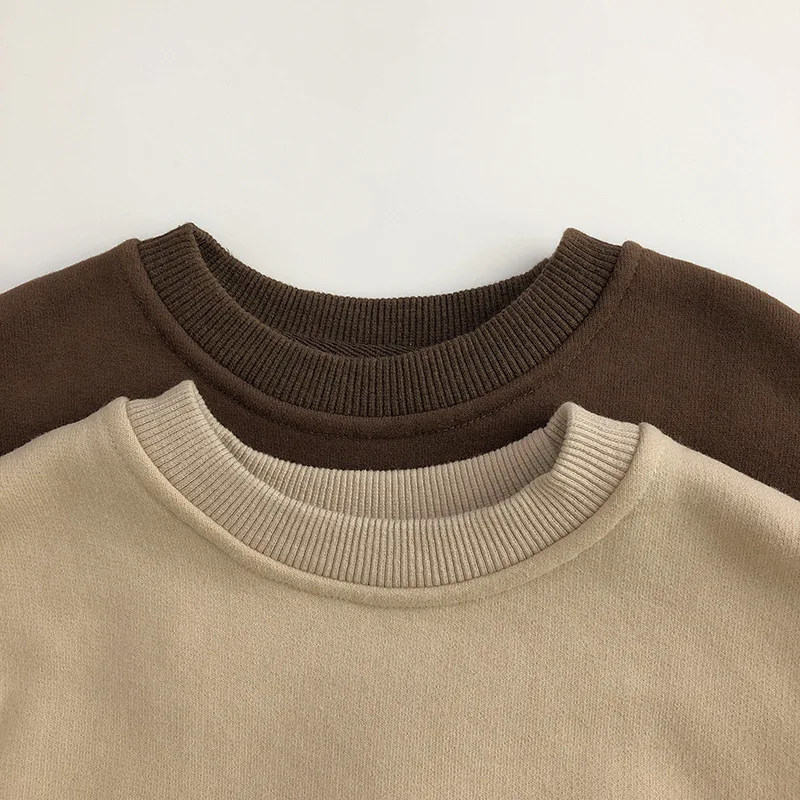 2025 Winter New Children Fleece Sweatshirt Boys Girls Letter Print Pullover Baby Plus Velvet Thick Tops Kids Warm Sweatshirt image 4
