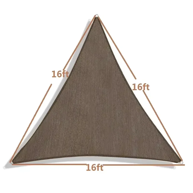 16ft X16ftX16ft Outdoor HDPE UV Stabilized Sun Shade Sail Coffe Color