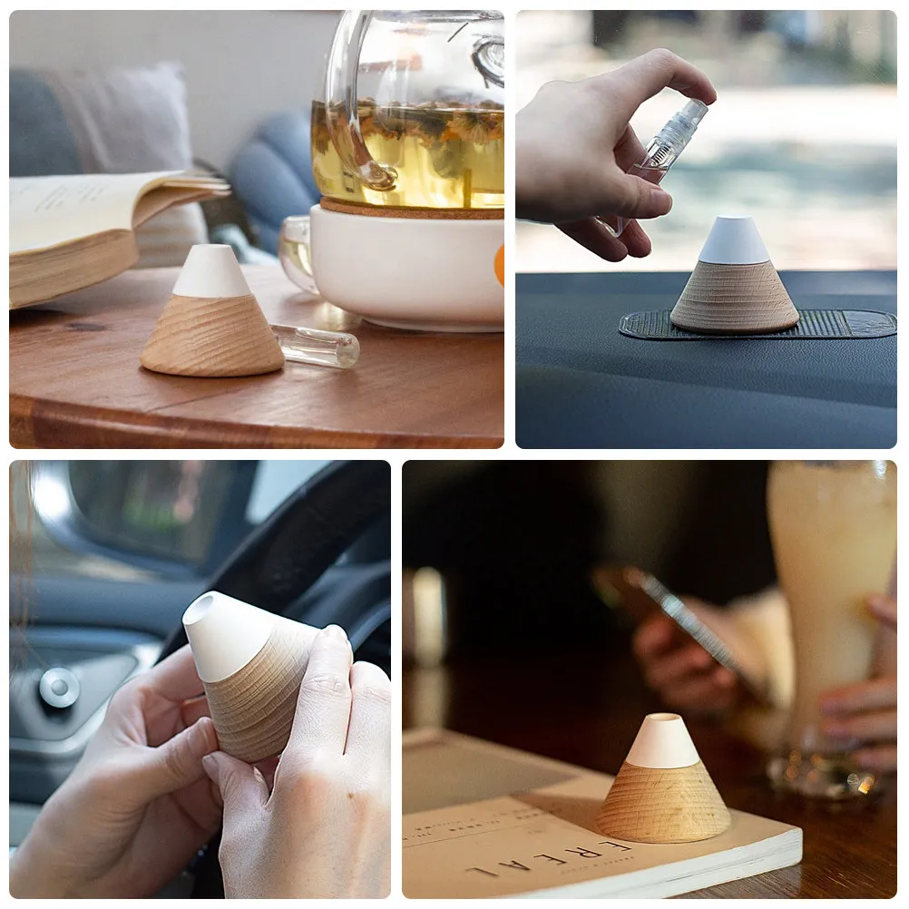 Natural Diatomite Essential Oil Diffuser Non Mist Air Freshener with Beech Wood for Home Office