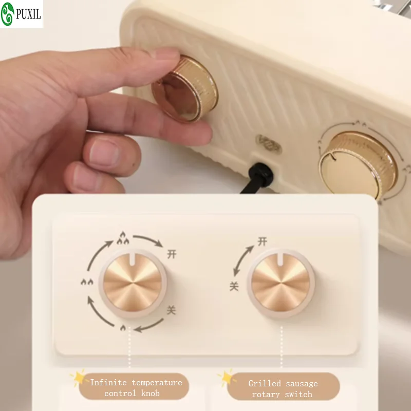 Electric Sausage Machine Multifunction American Hot Dog Kebab Roller Teppanyaki Barbecue Grill Steak DIY Hamburger Baking Oven