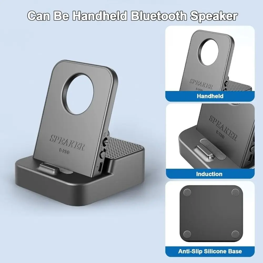 2-in-1 inductie mobiele telefoonhouder Antislip HD-geluid Draadloze Bluetooth-luidsprekerstandaard Multifunctioneel draagbaar