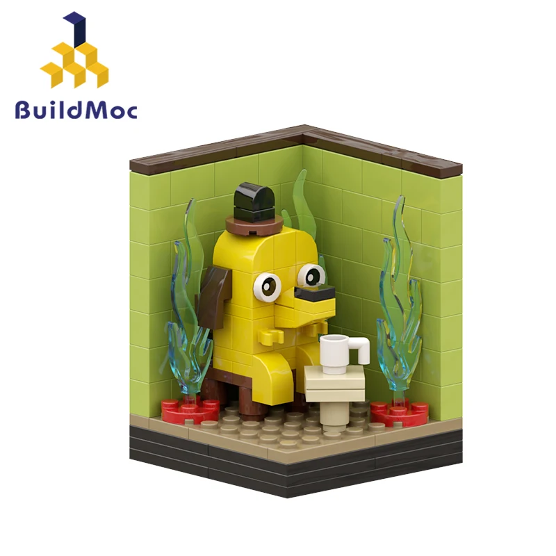 

BuildMoc Anime Cartoon "This Is Fine" Hound Dog Building Blocks Set Comic Flames Animals Bricks Toys For Children Birthday Gifts