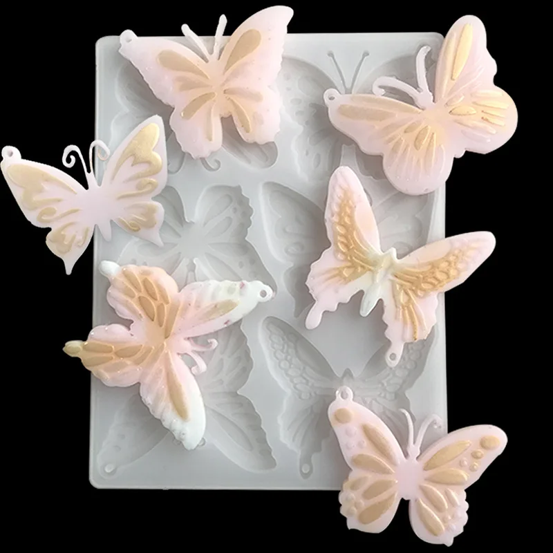 Butterfly Silicone Mold Candle Resin Glue Fondant Chocolate Cake Rim Home Decoration Wedding Party Handicraft Casting Print Mold