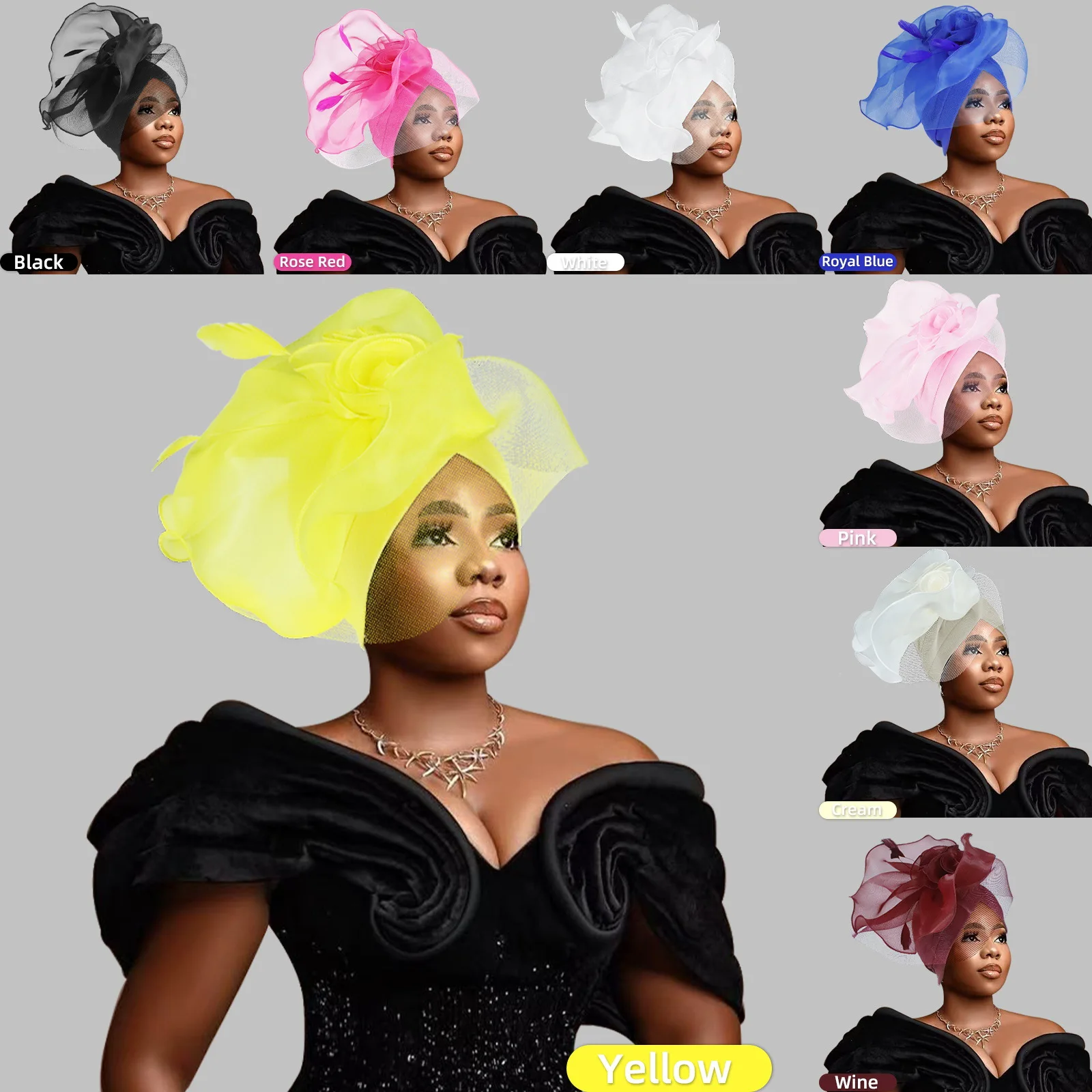 

New African Muslim South American traditional air layer fashion simple women mesh pure color turtleneck hat