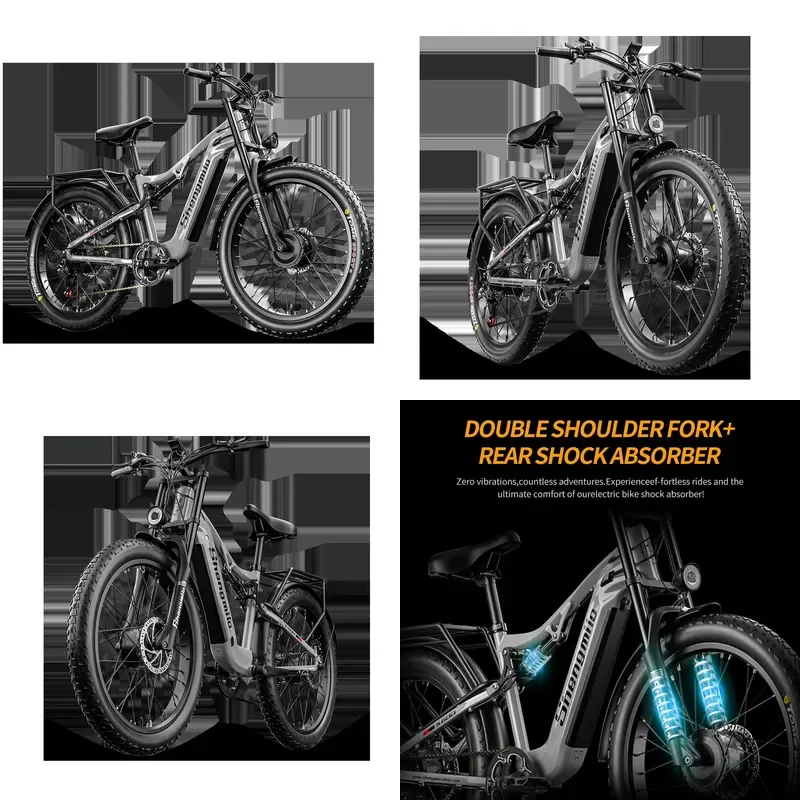 2026Hot Shengmilo S600 Ebike 48V Electric Mountain Bike Full Suspension Dual Motor 2000W Electric Bikes EU UK