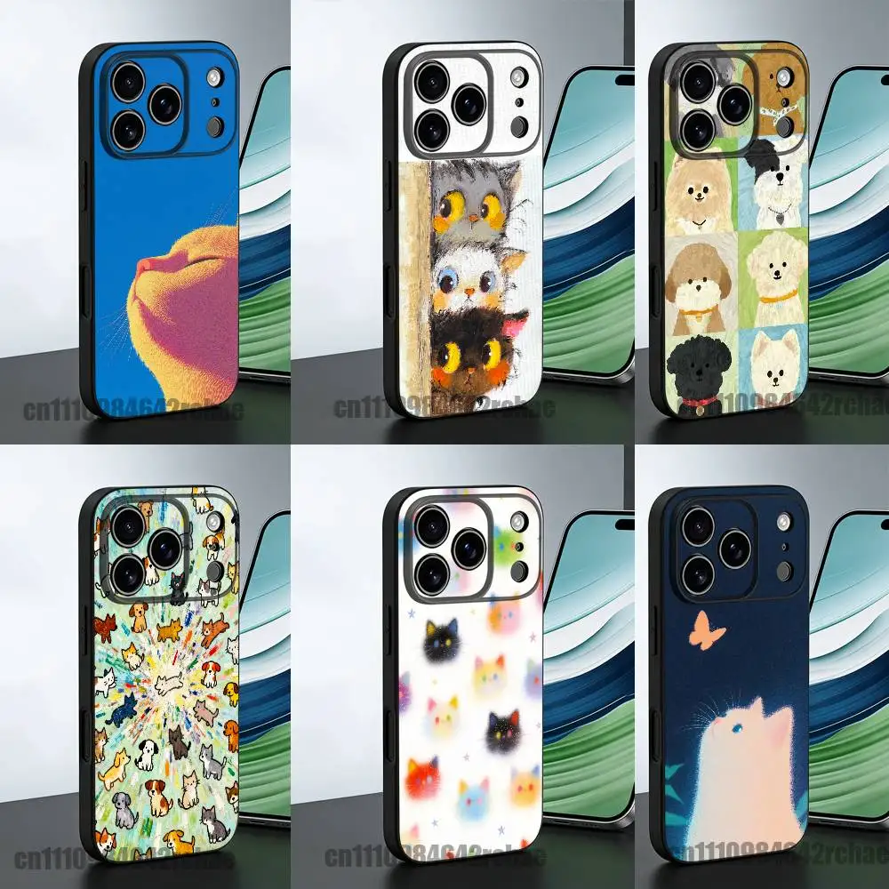 

For Cartoon Cute Cat Dog Phone Case iPhone 14,16,12,13,15,11,17,Pro,Max,Plus,E,Air,Mini Soft Cover
