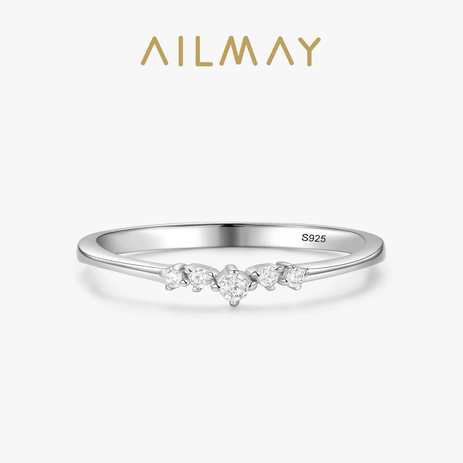 Ailmay New Arrival Simple Cubic Zirconia Fashion Charm 925 Sterling Silver Stackable Rings For Women Wedding Engagement Jewelry