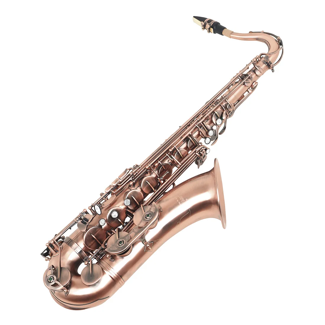 

Hooqu Factory Direct Sales Wholesale High Quality Alto Saxophone Red Bronze Antique White Shell Button Brass Instrument