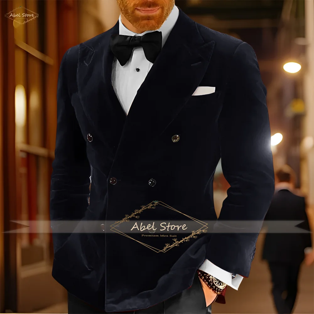 Burgundy Velvet Blazer Set with Black Pants Mens 2-Piece Formal Suit Wedding Party Attire Luxury Custom Tailored