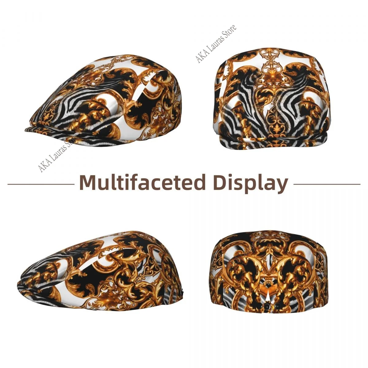 Spring and summers Golden Baroque And Zebra Newsboy Caps Flat Peaked Cap Girl and Women Painter Beret Hats