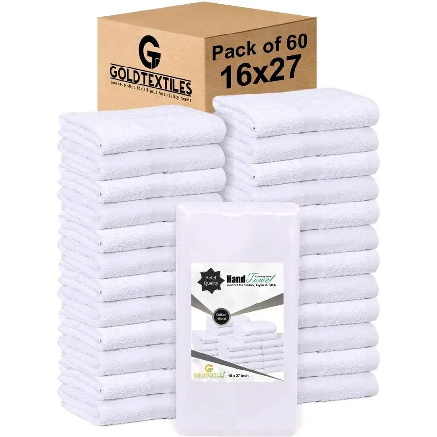 

White 16x27 Inch Cotton Blend Economy Hand Towels Salon Gym Hotel Super use Absorbent Best for Kitchen,Janitorial,Home use Towe