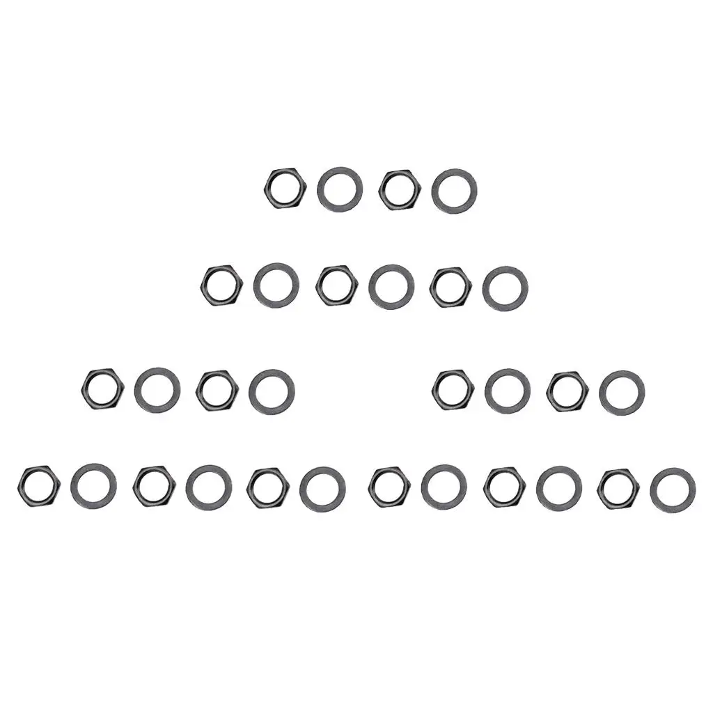 5 Pcs Iron Electric Guitar Output Socket Nuts w/ Washers Gaskets