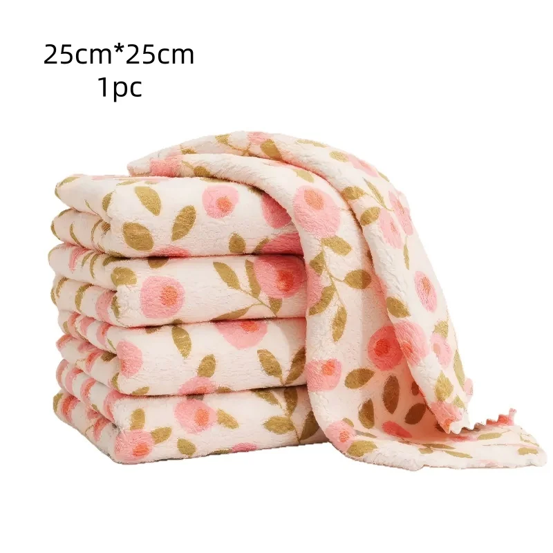 Coral Fleece Dishcloth Dishwashing Cloth Towel Hand Towel Kitchen Table Wipe Thickened Absorbent Household Lint Remover