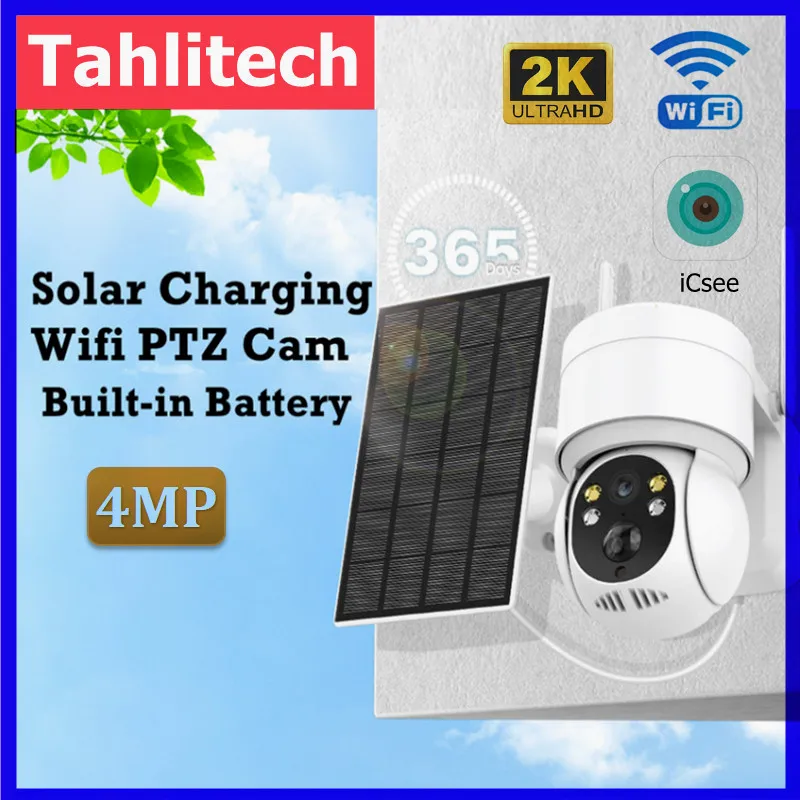 4MP Solar Camera Wifi IP CCTV Video and Audio Camera With Solar Panel Charging Battery Powered Two-way Audio Motion Detection