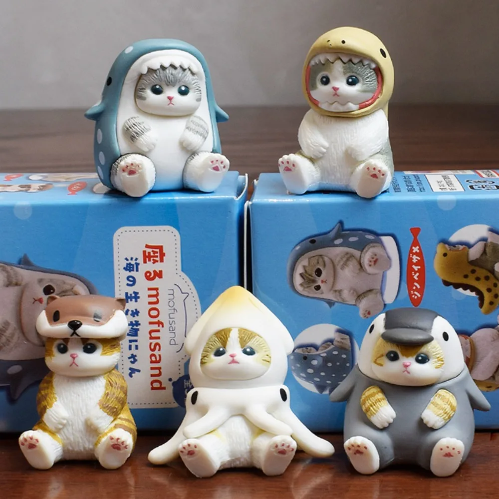 

Mofusand Sanrio Ocean Mini Cat Series слепая коробка фигурки животных для домашнего офиса Декор стола Коллекционные игрушки подарок для детей и взрослых