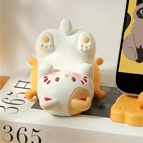 Cute Cartoon Cat Desktop Ornaments Phone Stand Creative Desk Decor for Office Home Kawaii Cat Glasses Storage Holder