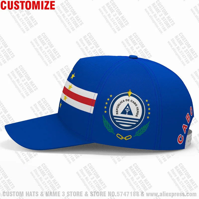 Cape Verde Youth Student Diy Free Custom Made Name Number Photo Country Hat Nation Flag Portuguese College Island Baseball Cap