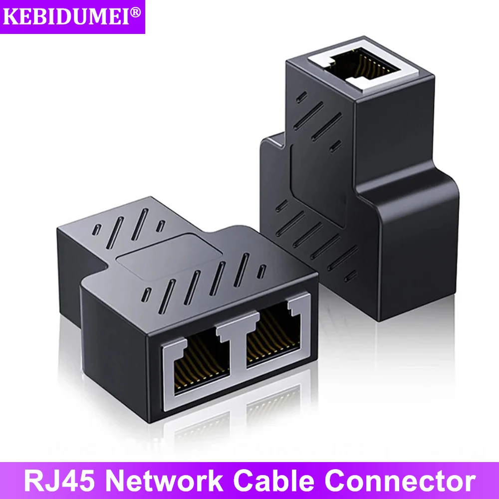 RJ45 Network Cable Connector RJ45 Splitter Adapter 1 to 2 Female LAN Interface Ethernet Socket Connector Docking Head Splitter