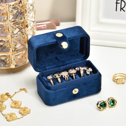 Factory Wholesale Velvet Vintage Ring Travel Custom Kawaii Women Portable Jewelry Box With Logo Jeweler Gift Packaging Navy Blue