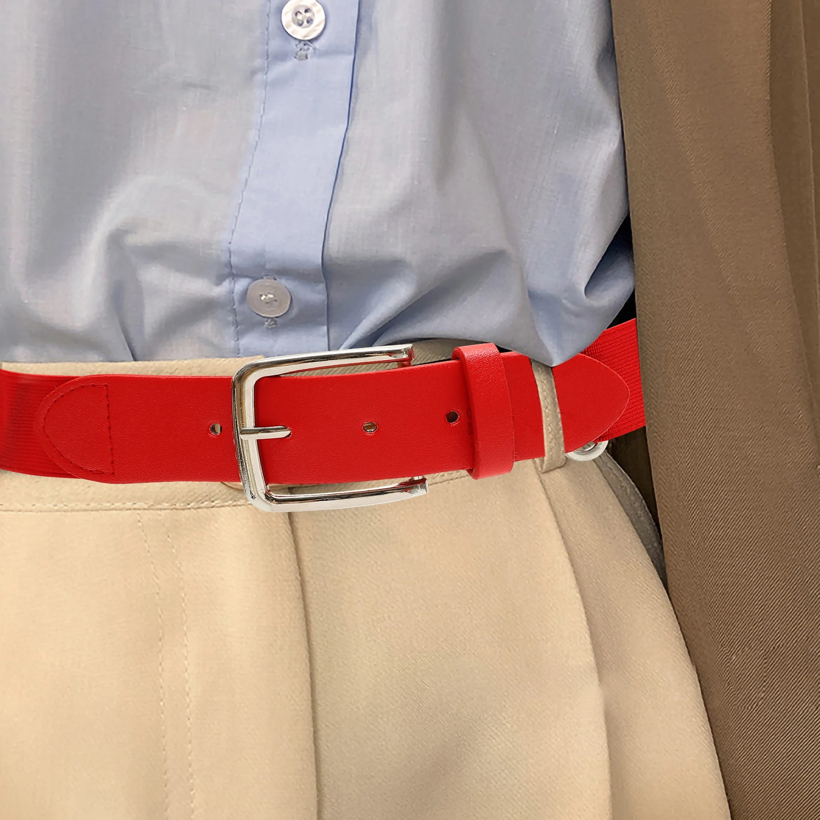 

Elastic Baseball Belt Softballs Belt for Women Men Youth Imitation Adjustable Metal Ring Outdoor Sports