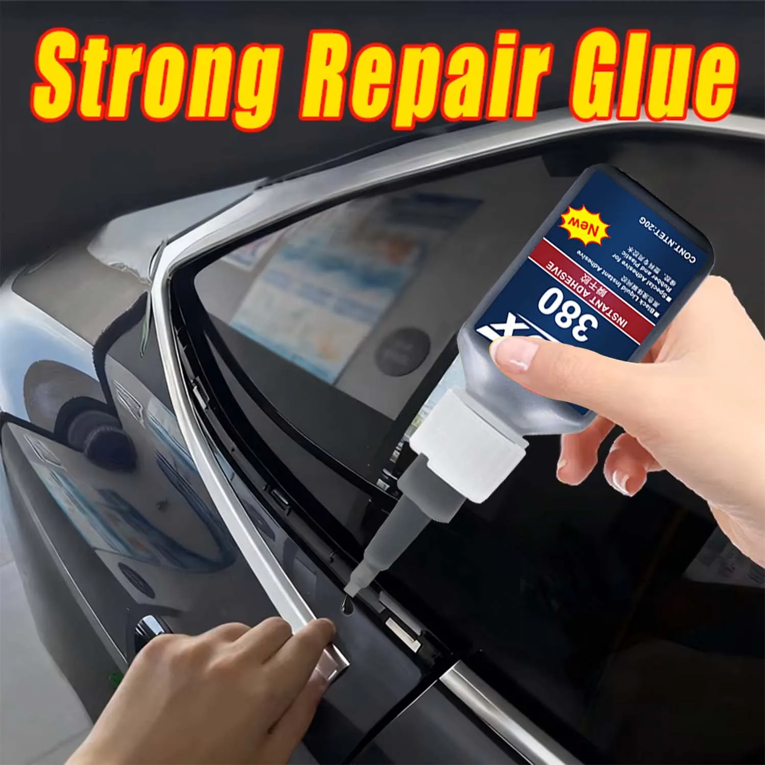 Cola Plástica Automotiva JXVX, Cola Forte Preta para Reparo de Para-choques, Borrachas e Peças Internas/Externas de Carros, 20mL, 6 unidades