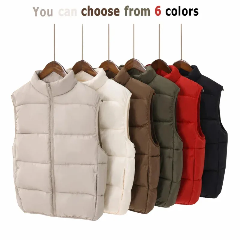 Customized Logo Windproof Winter Vest Thick Stand up Collar DIY down Cotton Sleeveless Jacket for Company Brand Printing