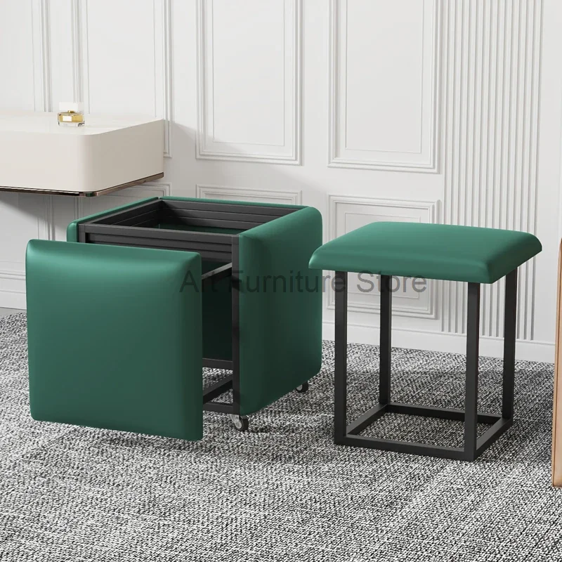 Cube Combination Folding Stools Nordic For Home 5 In 1 Sofa Soft Dining Stool Stackable Living Room Coffee Table Make Up Chairs