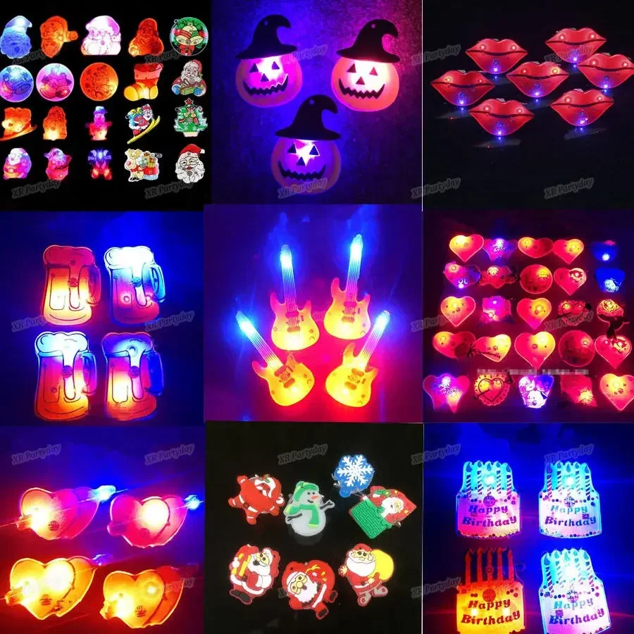 25 pz Party Love LED Lampeggiante Spilla Pin Cartoon Light up Glow Badge Regalo Cosplay Navidad Festival di Nozze Halloween Natale