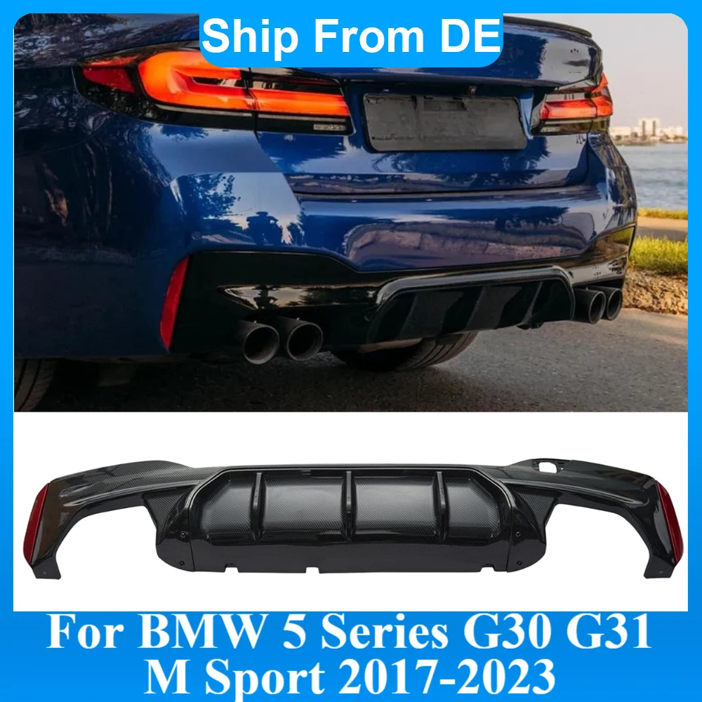 Heckdiffusor für BMW G30 G31 5er Serie 2017-2023 M Sport Glänzend Schwarz M5 Style Heckstoßstangen-Diffusor Splitter Spoiler Schutz Karosserie-Tuning