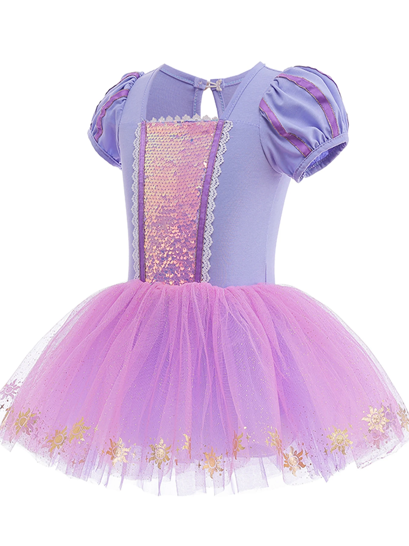 Girls Dreamy Tutu Dress Elegant Cap Sleeve Perfect for Ballet Gymnastics Practice Wear Purple Sequined Girl Clothes 100-140