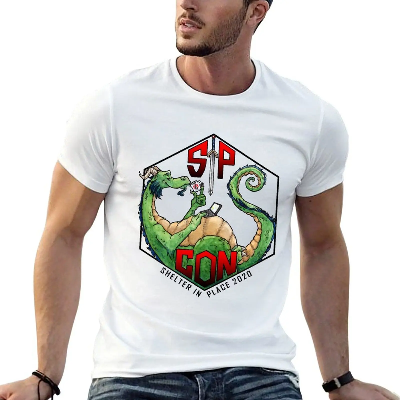 Shelter in Place SIPCON2020 Dragon T-Shirt man graphic t shirt mens graphic t shirts printed t shirts for man T-shirt