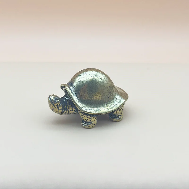 Guochao Brass Old Long-lived Humpback Turtle Tabletop Decoration Mini Home Decoration Turtle Tea Pet Handhandle Bronze