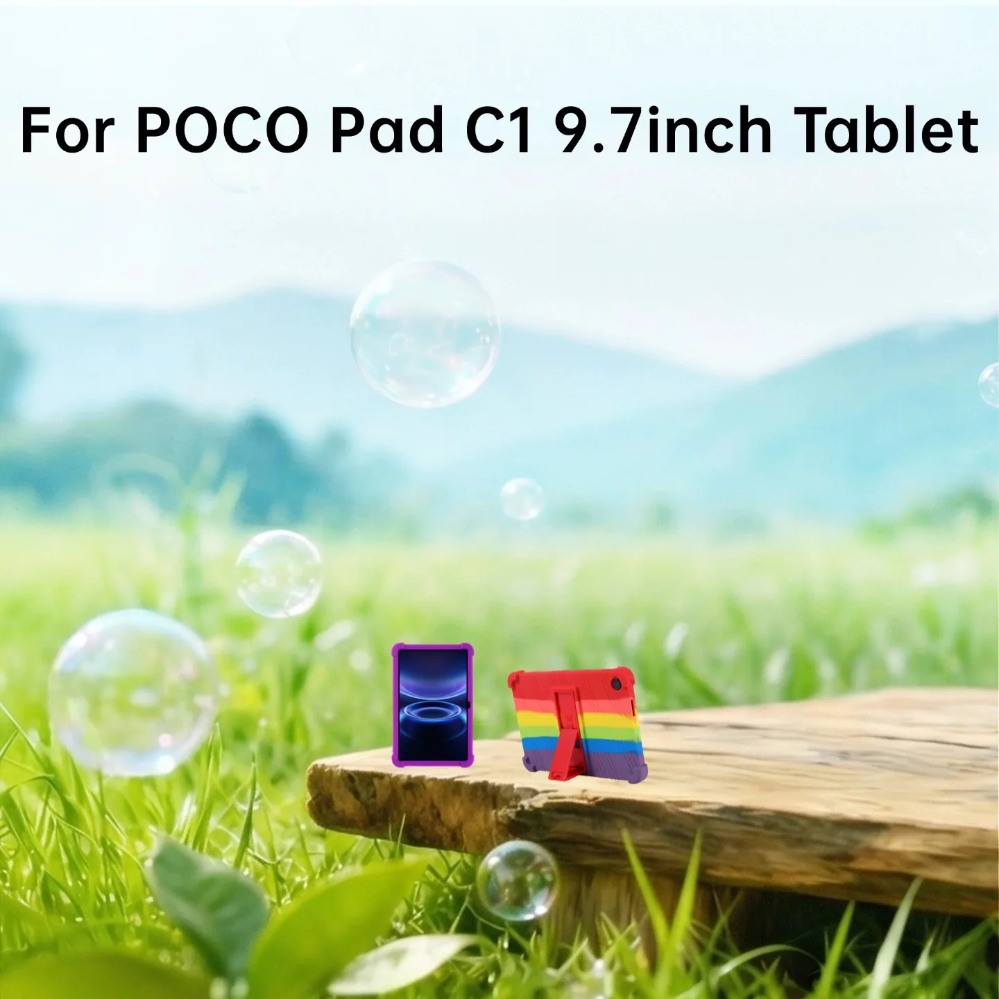 For POCO Pad C1 Tablet 9.7 inch Android 16 Case with 4 Shockproof  Airbags Cover Soft Silicon Stand Protective Shell
