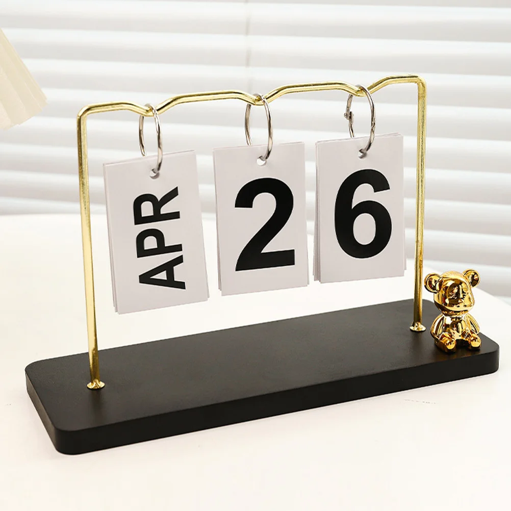 سطح مكتب معدني للمكتب والمنزل، تقويم مكتبي إبداعي، ديكور ريفي قائم، تقويم خشبي دائم قابل لإعادة الاستخدام #4