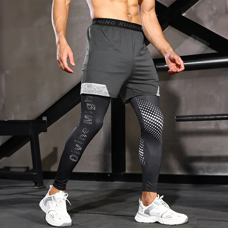 Pantalones de correr para hombre, ropa deportiva 2 en 1 de doble capa para entrenamiento, Fitness, trotar, baloncesto, gimnasio