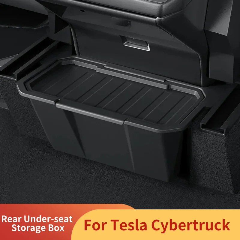صندوق تخزين خلفي تحت المقعد لـ Tesla Cybertruck 2024-2026 صندوق تخزين السيارة مقاوم للماء صندوق تنظيم تعديل ملحقات السيارة