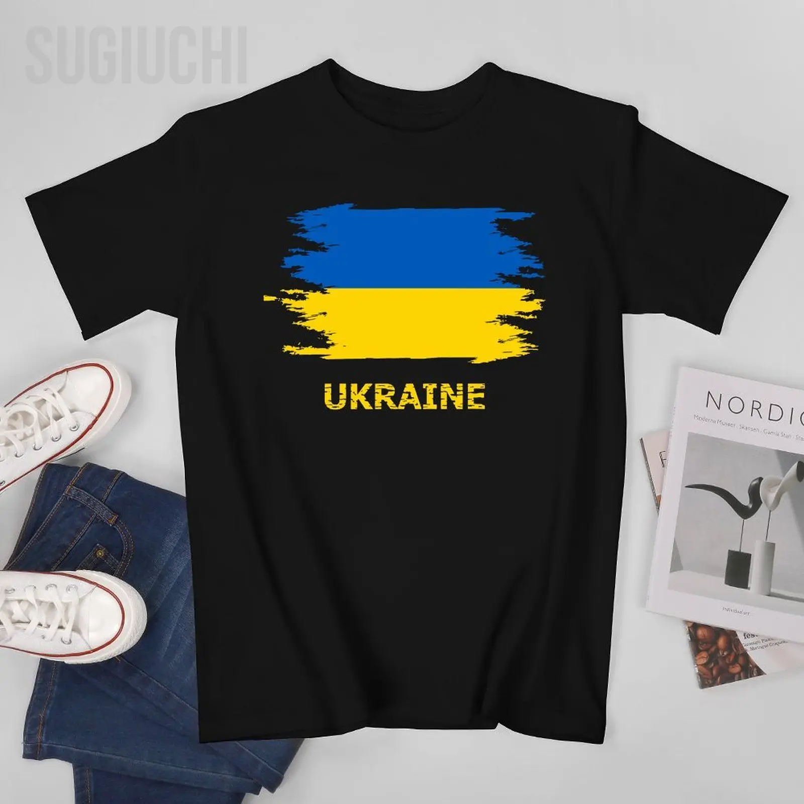 Unisex Men Vintage Flag Ukraine Ukrainian Tshirt Tees T Shirts Women Boys 100% Cotton T-Shirt
