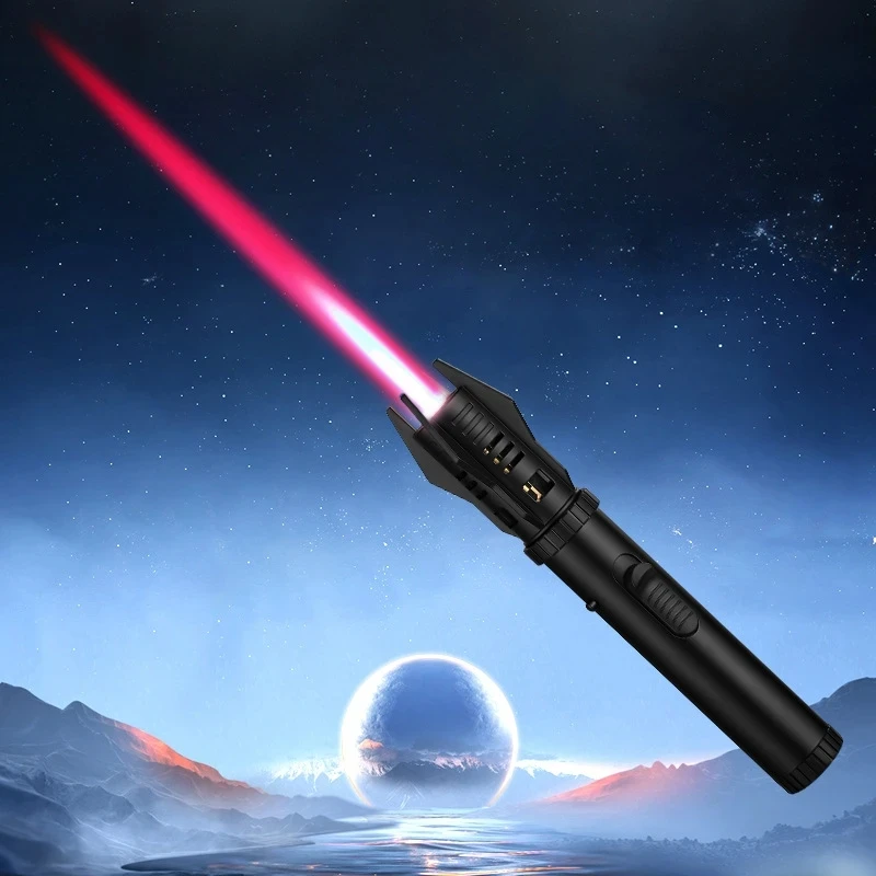 Hot Sale Metal Turbo Torch Gas Lighter Outdoor Windproof Straight Flame Cigar Lighter Camping BBQ Flame Adjustable Igniter